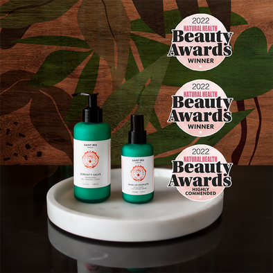Saint Iris wins three awards at Natural Health Beauty Awards 2022 and best serum and best body cream and best small beauty brand