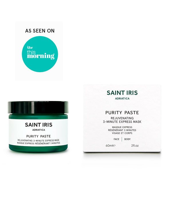 purity paste, rejuvenating 3-minute mask for armpits, face and body skin care, saint iris